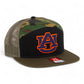 Auburn Tigers 3D Snapback Seven-Panel Flat Bill Trucker Hat- Black/ Camo/ Loden