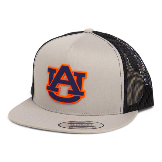 Auburn Tigers 3D YP Snapback Flat Bill Trucker Hat- Silver/ Black