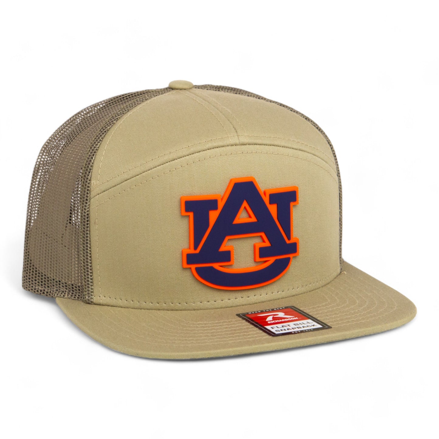 Auburn Tigers 3D Snapback Seven-Panel Flat Bill Trucker Hat- Pale Loden