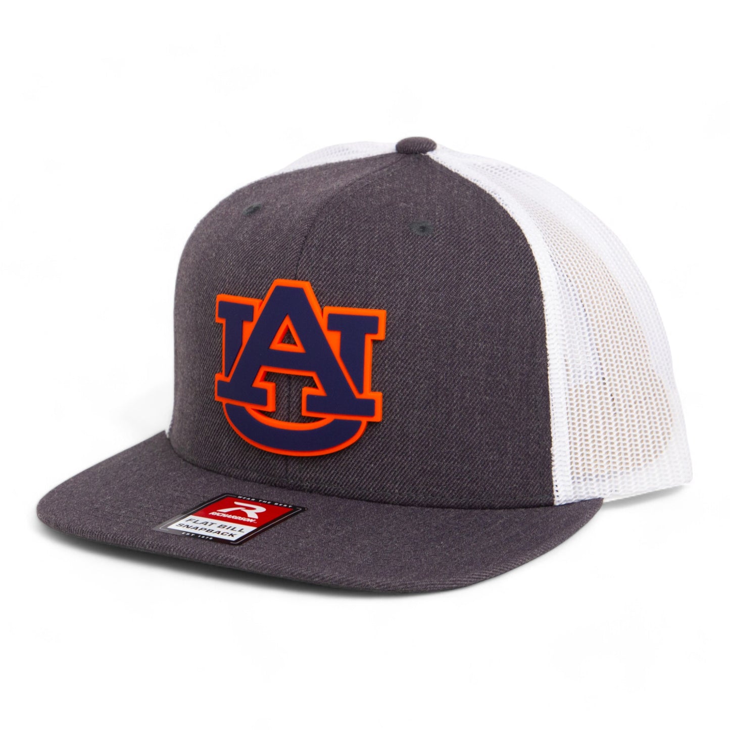 Auburn Tigers 3D Wool Blend Flat Bill Hat- Heather Charcoal/ White