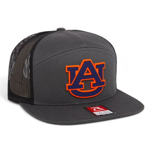 Auburn Tigers 3D Snapback Seven-Panel Flat Bill Trucker Hat- Charcoal/ Black