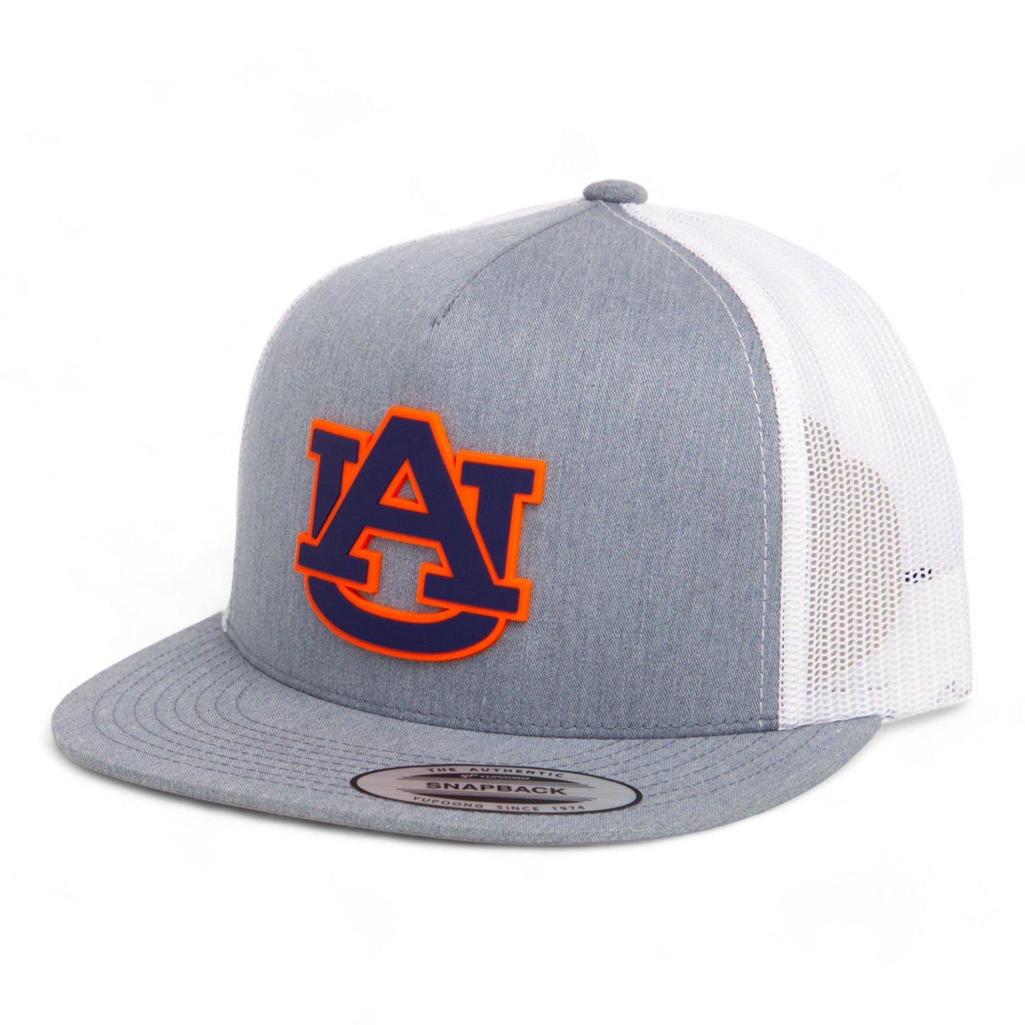 Auburn Tigers 3D YP Snapback Flat Bill Trucker Hat- Heather Grey/ White