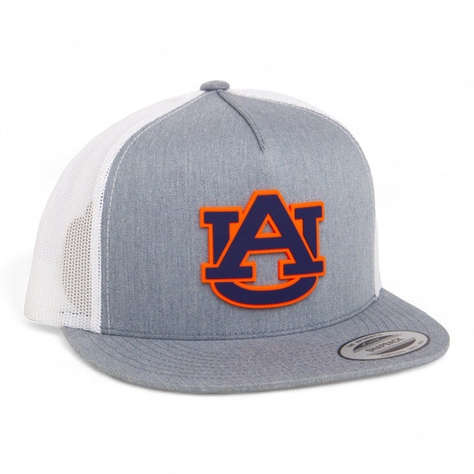 Auburn Tigers 3D YP Snapback Flat Bill Trucker Hat- Heather Grey/ White