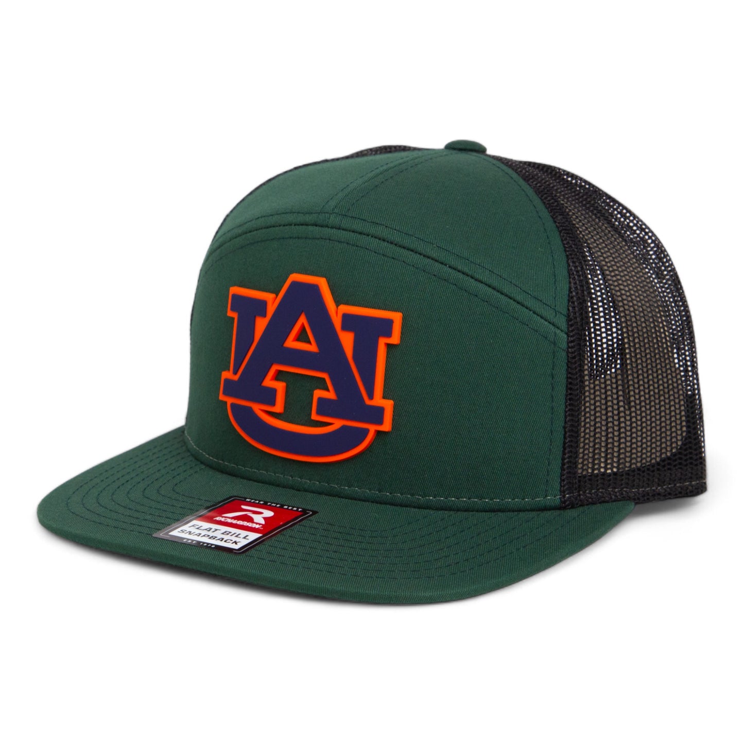 Auburn Tigers 3D Snapback Seven-Panel Flat Bill Trucker Hat- Dark Green/ Black