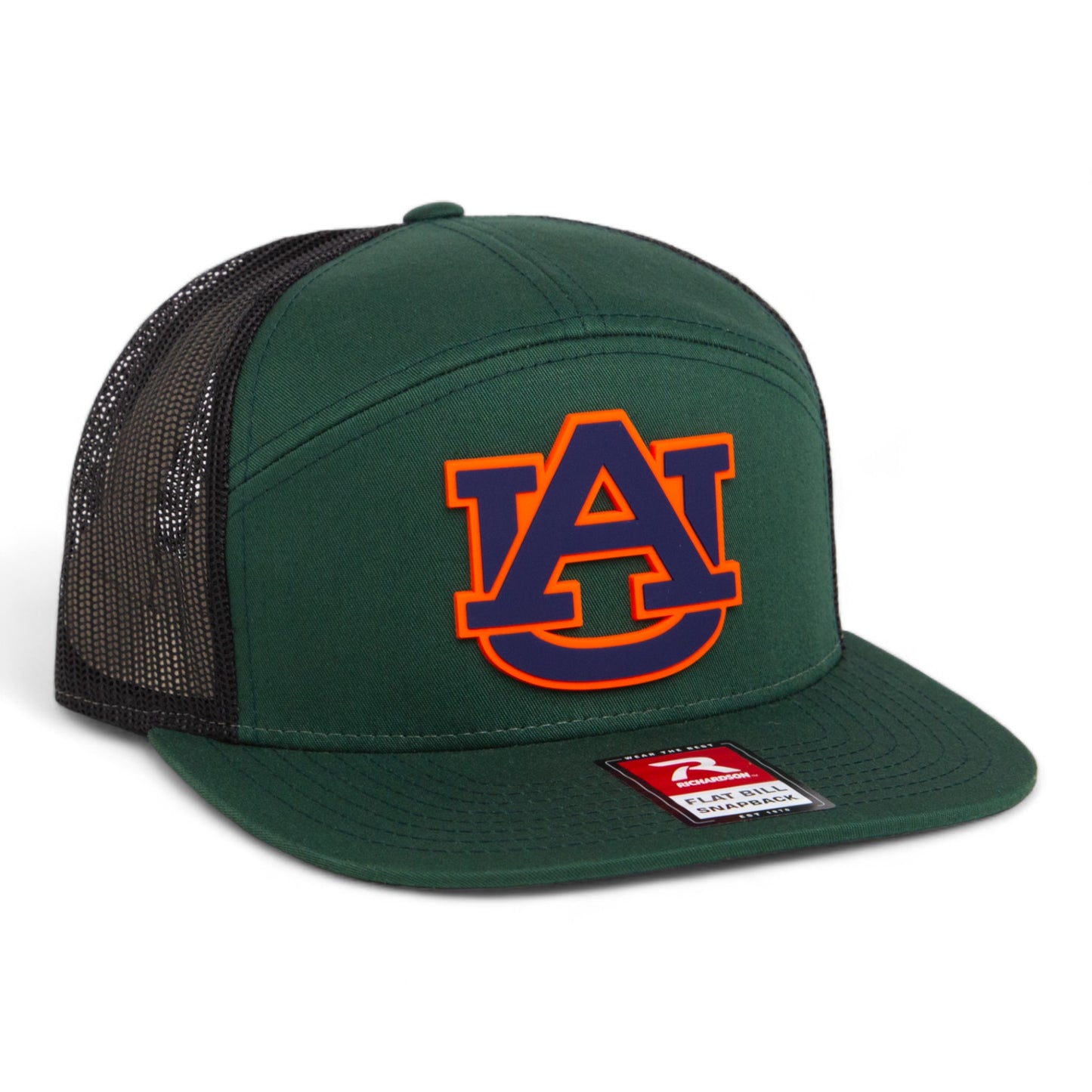 Auburn Tigers 3D Snapback Seven-Panel Flat Bill Trucker Hat- Dark Green/ Black