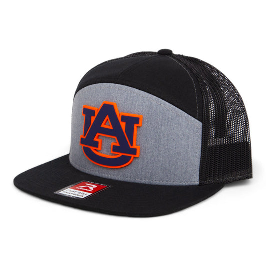 Auburn Tigers 3D Snapback Seven-Panel Flat Bill Trucker Hat- Heather Grey/ Black