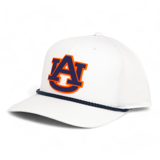 Auburn Tigers 3D Five Panel Classic Rope Hat- White/ Navy