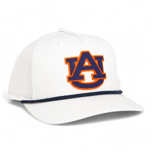 Auburn Tigers 3D Five Panel Classic Rope Hat- White/ Navy