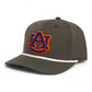 Auburn Tigers 3D Five Panel Classic Rope Hat- Dark Olive Green/ White