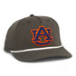 Auburn Tigers 3D Five Panel Classic Rope Hat- Dark Olive Green/ White