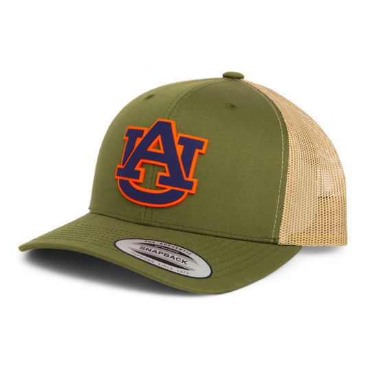 Auburn Tigers 3D YP Snapback Trucker Hat- Moss/ Tan