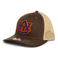 Auburn Tigers 3D Snapback Trucker Hat- Brown/ Tan