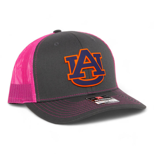 Auburn Tigers 3D Snapback Trucker Hat- Charcoal/ Hot Pink