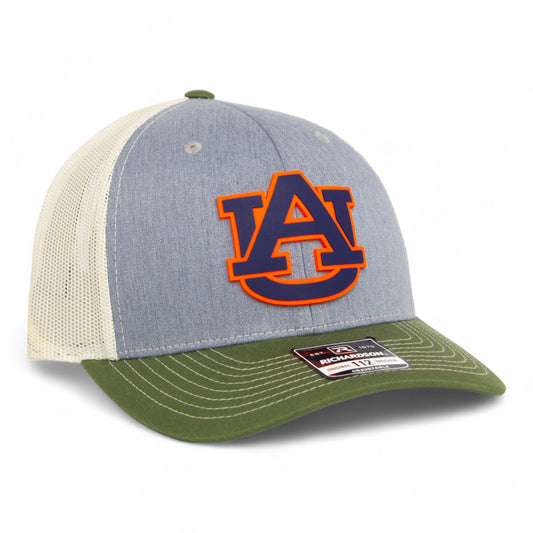 Auburn Tigers 3D Snapback Trucker Hat- Heather Grey/ Birch/ Olive