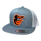 Baltimore Orioles 3D YP Snapback Flat Bill Trucker Hat- Heather Grey/ White