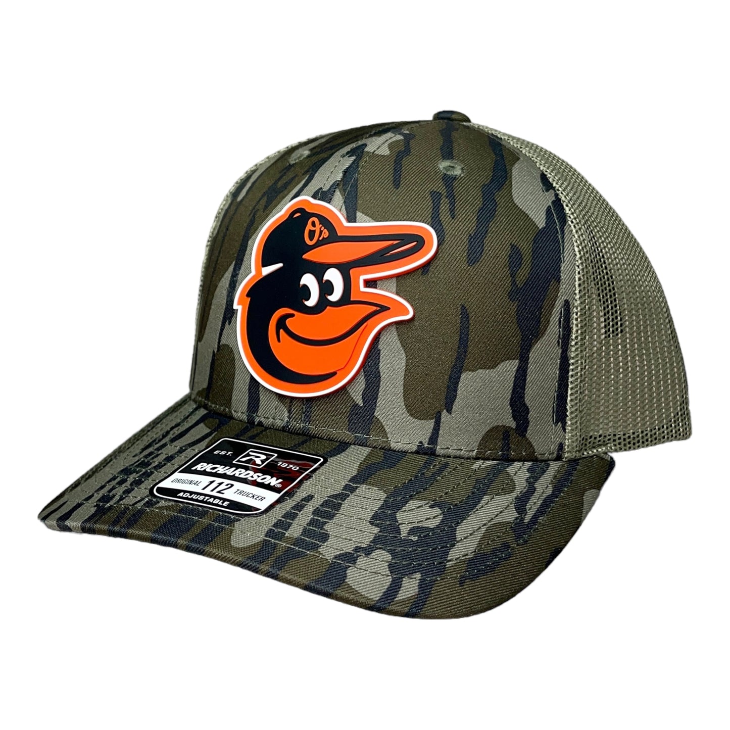 Baltimore Orioles 3D Snapback Trucker Hat- Mossy Oak Bottomland/ Loden