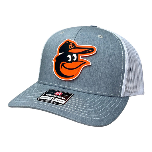 Baltimore Orioles 3D Snapback Trucker Hat- Heather Grey/ White