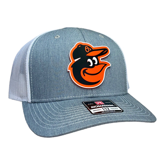 Baltimore Orioles 3D Snapback Trucker Hat- Heather Grey/ White