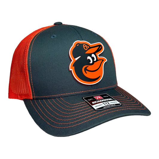 Baltimore Orioles 3D Snapback Trucker Hat- Charcoal/ Orange