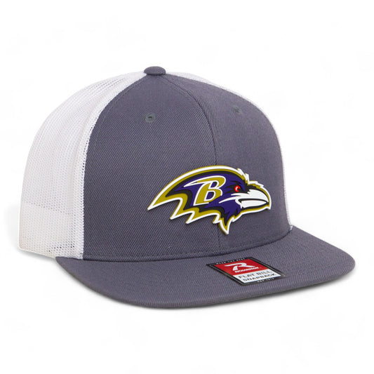 Baltimore Ravens 3D Wool Blend Flat Bill Hat- Charcoal/ White