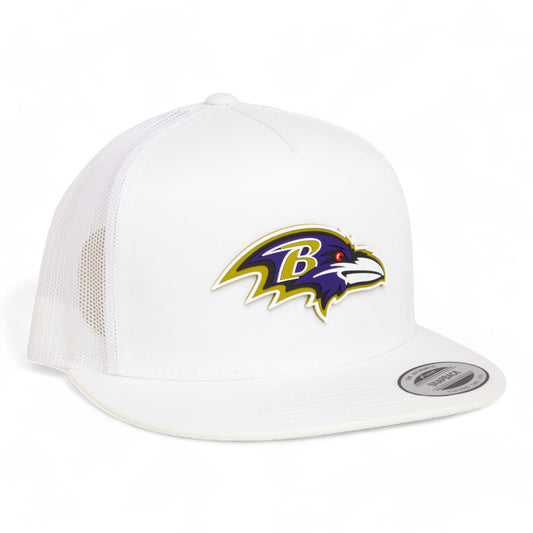 Baltimore Ravens 3D YP Snapback Flat Bill Trucker Hat- White