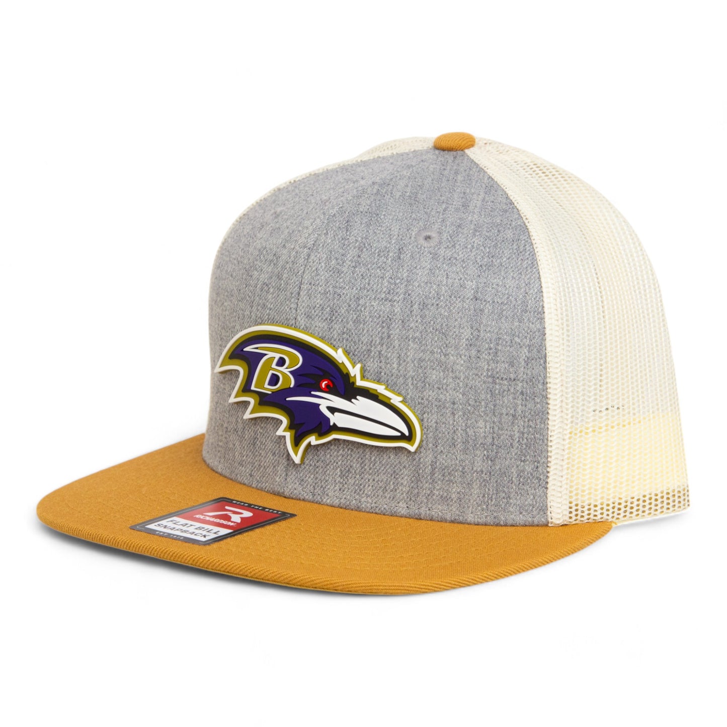 Baltimore Ravens 3D Wool Blend Flat Bill Hat- Heather Grey/ Birch/ Biscuit