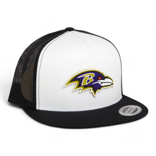 Baltimore Ravens 3D YP Snapback Flat Bill Trucker Hat- White/ Black