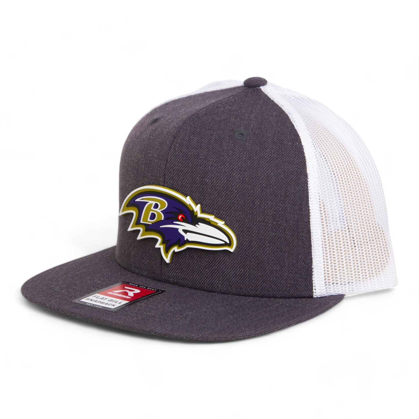 Baltimore Ravens 3D Wool Blend Flat Bill Hat- Heather Charcoal/ White