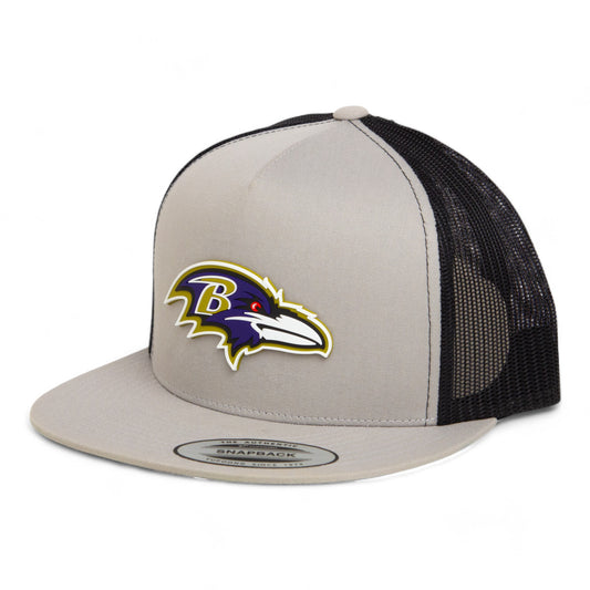 Baltimore Ravens 3D YP Snapback Flat Bill Trucker Hat- Silver/ Black