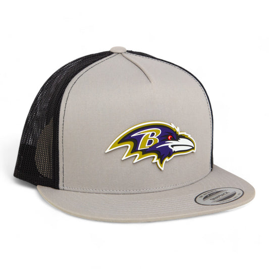 Baltimore Ravens 3D YP Snapback Flat Bill Trucker Hat- Silver/ Black