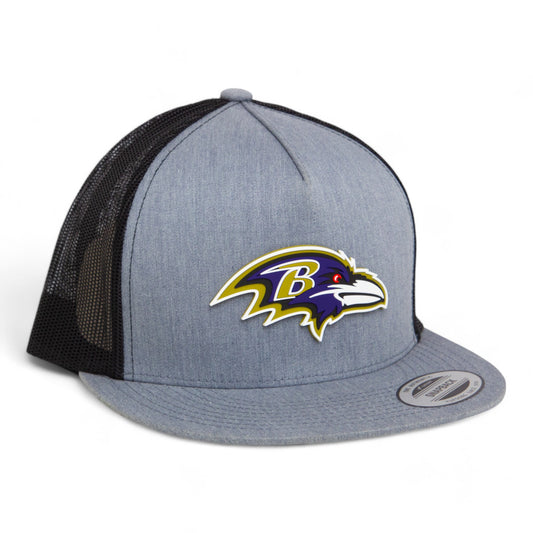 Baltimore Ravens 3D YP Snapback Flat Bill Trucker Hat- Heather Grey/ Black