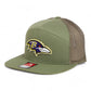 Baltimore Ravens 3D Snapback Seven-Panel Flat Bill Trucker Hat- Loden Green