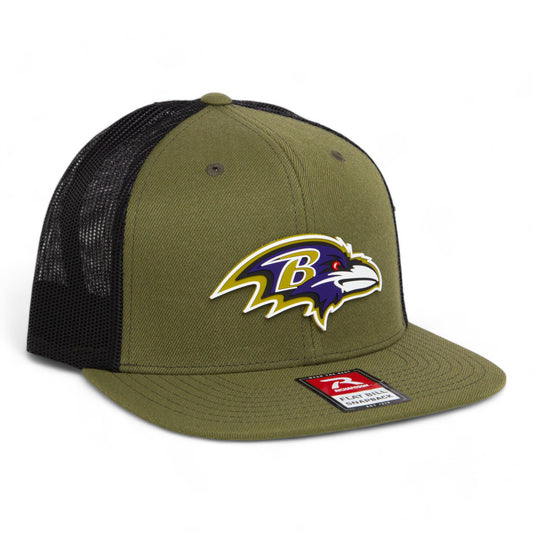 Baltimore Ravens 3D Wool Blend Flat Bill Hat- Loden/ Black