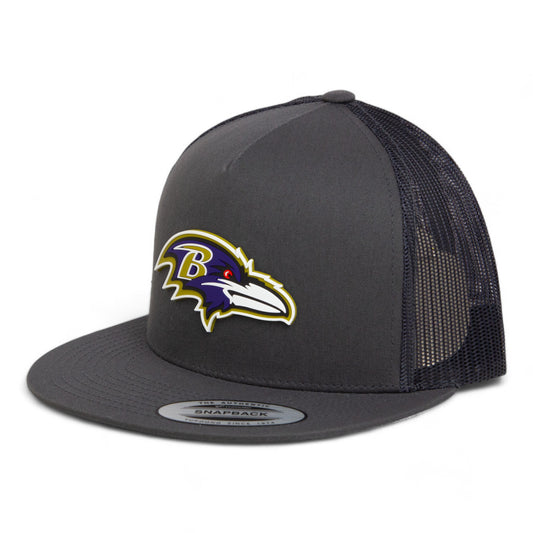 Baltimore Ravens 3D YP Snapback Flat Bill Trucker Hat- Charcoal/ Black