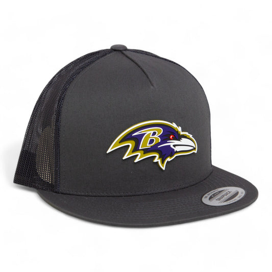 Baltimore Ravens 3D YP Snapback Flat Bill Trucker Hat- Charcoal/ Black