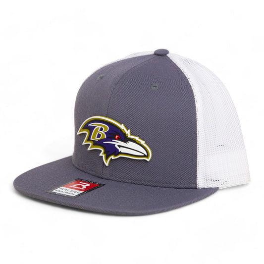 Baltimore Ravens 3D Wool Blend Flat Bill Hat- Charcoal/ White