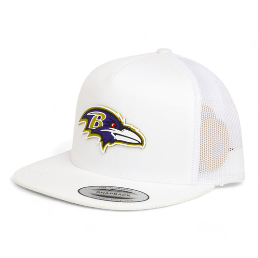 Baltimore Ravens 3D YP Snapback Flat Bill Trucker Hat- White