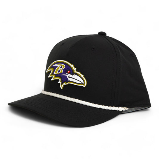 Baltimore Ravens 3D Five Panel Classic Rope Hat- Black/ White