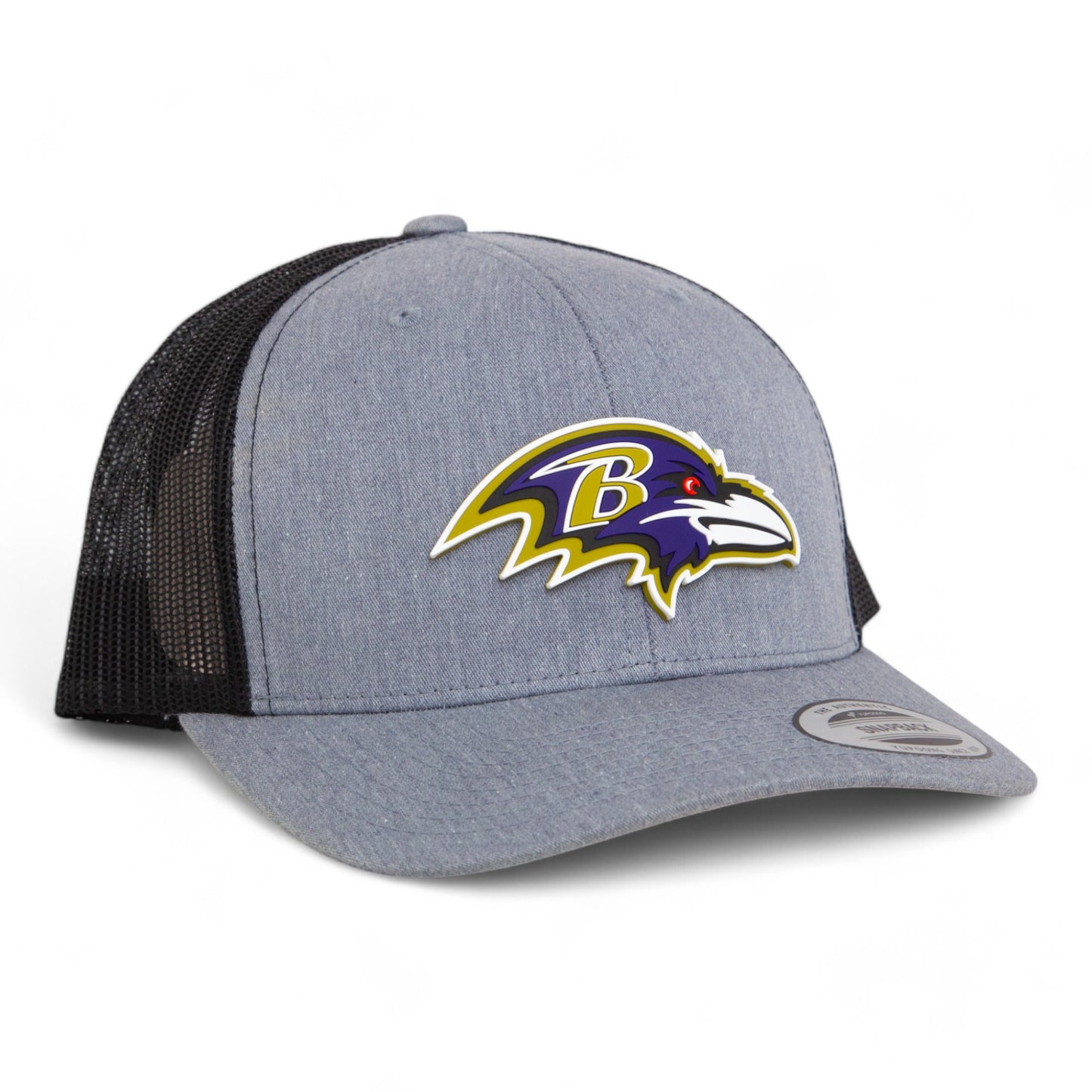 Baltimore Ravens 3D YP Snapback Trucker Hat- Heather Grey/ Black