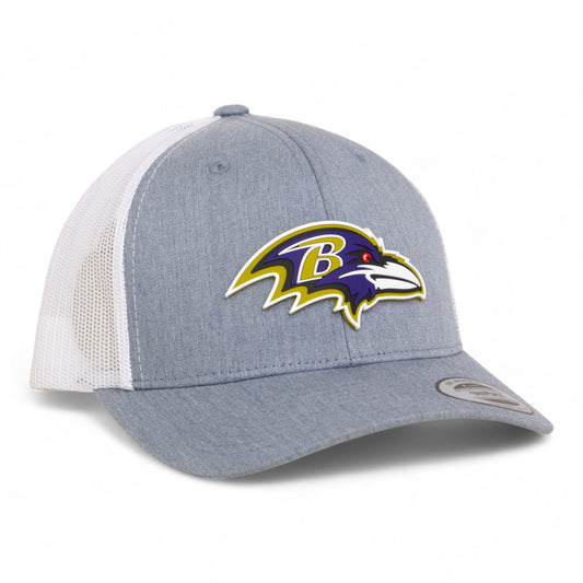 Baltimore Ravens 3D YP Snapback Trucker Hat- Heather Grey/ White