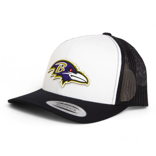 Baltimore Ravens 3D YP Snapback Trucker Hat- White/ Black