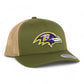 Baltimore Ravens 3D YP Snapback Trucker Hat- Moss/ Tan