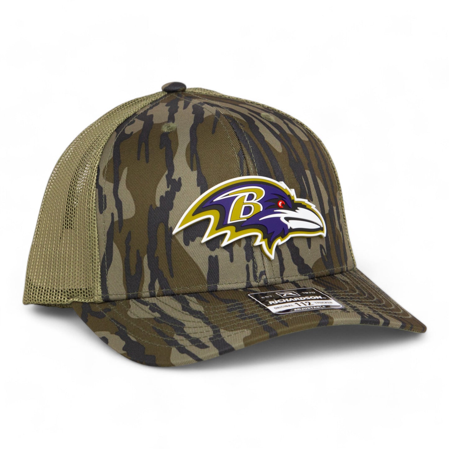 Baltimore Ravens 3D Snapback Trucker Hat- Mossy Oak Bottomland/ Loden