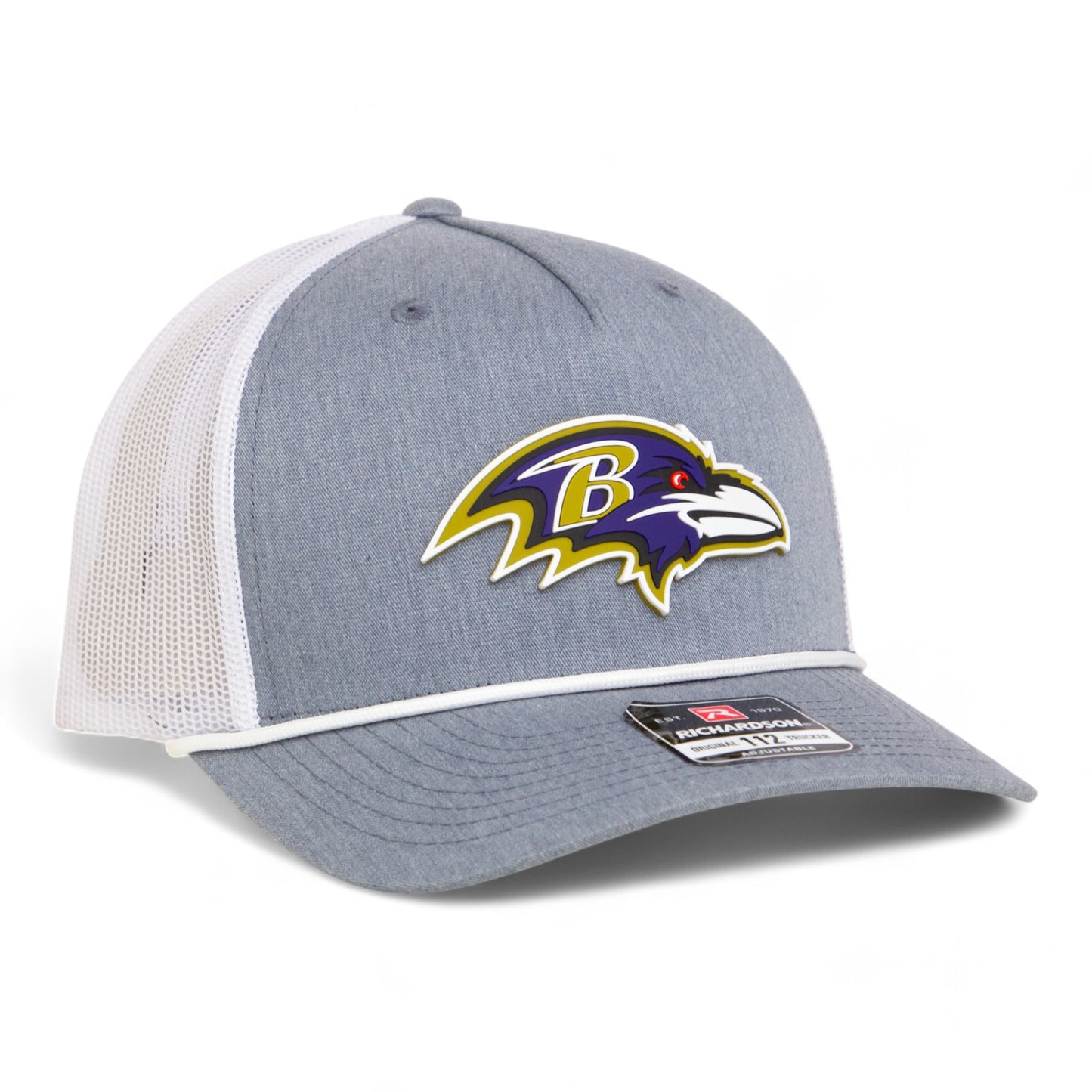 Baltimore Ravens 3D Snapback Trucker Rope Hat- Heather Grey/ White