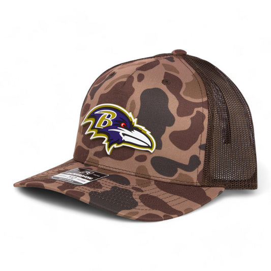 Baltimore Ravens 3D Snapback Trucker Hat- Bark Duck Camo/ Brown