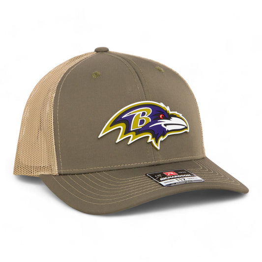 Baltimore Ravens 3D Snapback Trucker Hat- Loden/ Tan