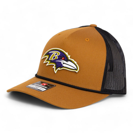 Baltimore Ravens 3D Snapback Trucker Rope Hat- Caramel/ Black