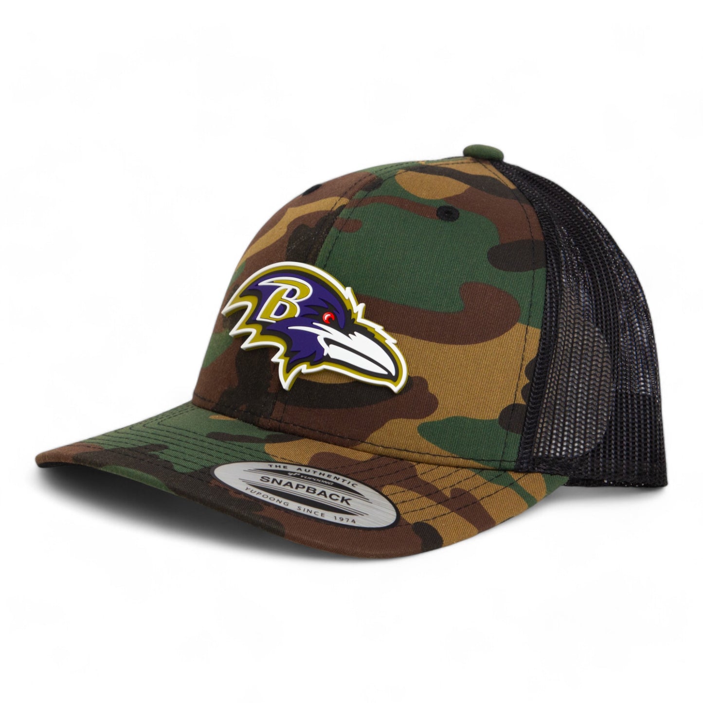 Baltimore Ravens 3D YP Snapback Trucker Hat- Army Camo/ Black