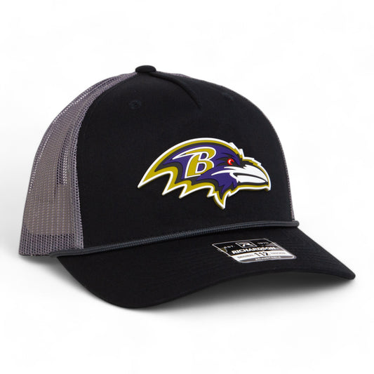 Baltimore Ravens 3D Snapback Trucker Rope Hat- Black/ Charcoal