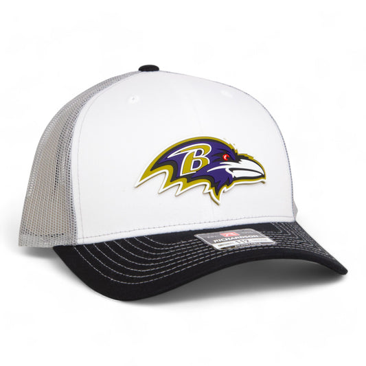 Baltimore Ravens 3D Snapback Trucker Hat- White/ Grey/ Black